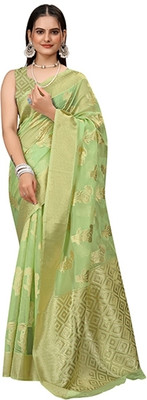 Sari Satva Self Design Bollywood Organza Saree(Light Green)