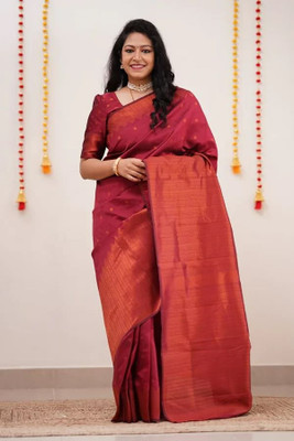 pavanputra fab Self Design Banarasi Jacquard Saree(Maroon)