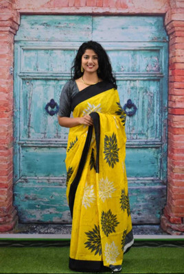Jashvita Printed, Color Block, Blocked Printed Handloom Pure Cotton Saree(Multicolor)