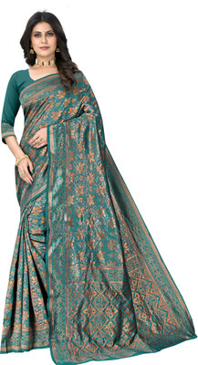 signagraph Color Block, Woven Kanjivaram Jute Silk, Jacquard Saree(Light Green)