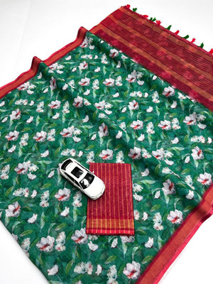ZARISTACREATION Self Design Bollywood Linen Saree(Green)