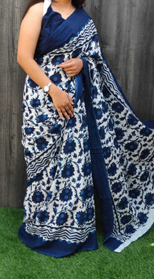 MULMUL HANDLOOM Blocked Printed Bollywood Pure Cotton Saree(Multicolor)