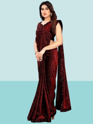 Amavii Embellished Bollywood Lycra Blend Saree(Maroon)