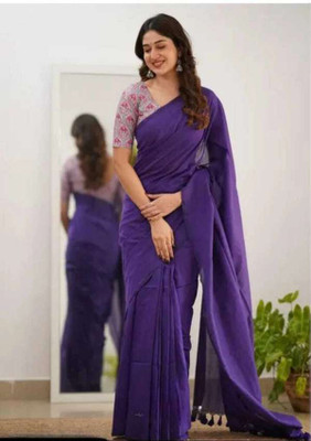 pal saree mahal Solid/Plain Handloom Pure Cotton Saree(Maroon)