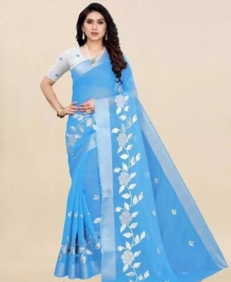 valida Embroidered Bollywood Chanderi, Cotton Silk Saree(Blue)