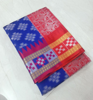 rgsaree Woven Banarasi Jacquard Saree(Blue, Red)