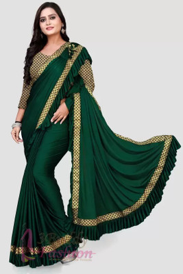 Samai Self Design Bollywood Lycra Blend Saree(Green)