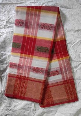 Ghosh handloom Self Design Tant Pure Cotton Saree(Red)