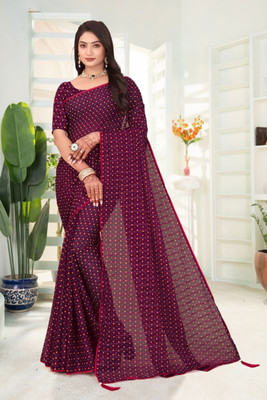 Prem Enterprises Self Design Bollywood Georgette Saree(Maroon)