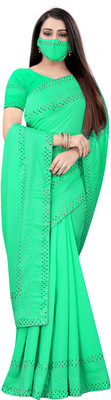pUNYATHA CREATION Embroidered Bollywood Art Silk Saree(Green)
