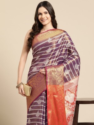 Divastri Woven Banarasi Tissue Saree(Purple)