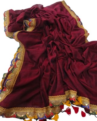 kalpana handloom Printed Tant Cotton Silk Saree(Maroon)