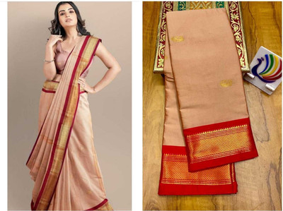 HouseOfCommon Temple Border Bollywood Cotton Silk Saree(Multicolor)
