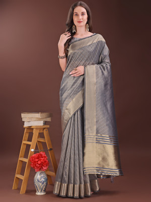 Tasrika Woven Banarasi Organza Saree(Grey)