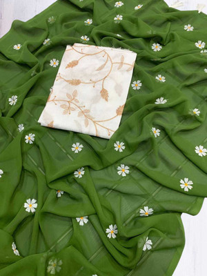 RUDRANI CREATION Self Design Daily Wear Net Saree(Green)