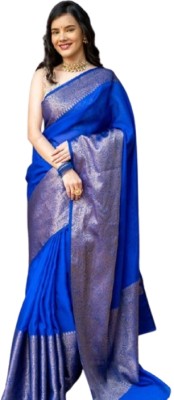 Triyom Fashion Self Design Banarasi Jacquard Saree(Blue)