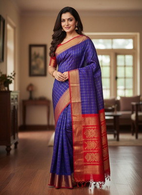 Sarkar Textiles Solid/Plain Bandhani Cotton Blend Saree(Blue)