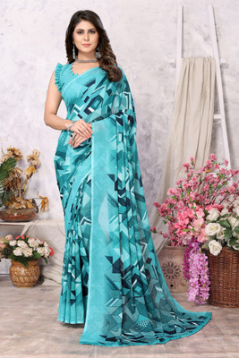 YASHIKA Dyed Daily Wear Georgette Saree(Blue)