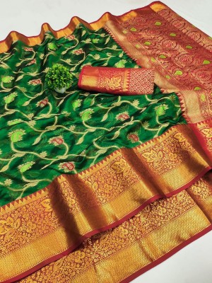 Manasvi Enterprise Woven Banarasi Art Silk, Pure Silk Saree(Green)