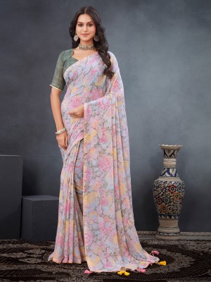 Divastri Printed Bollywood Georgette Saree(Grey)