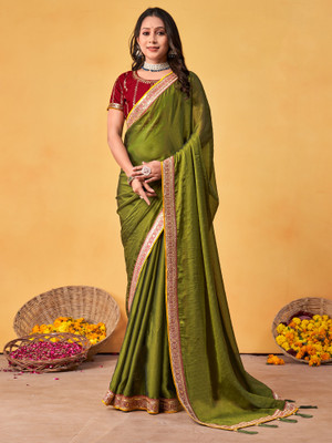 ANOUK Embroidered Bollywood Georgette Saree(Light Green)