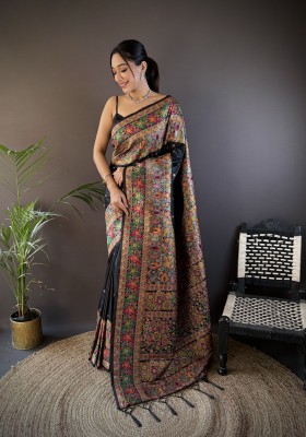 Tasrika Woven Bollywood Silk Blend Saree(Black)