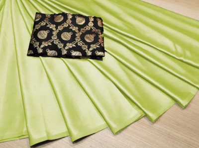 Arpita Fashion Solid/Plain Bollywood Silk Blend Saree(Light Green)