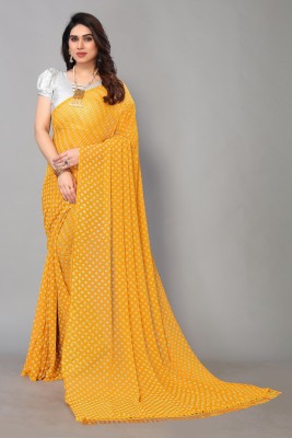 FABMORA Printed Daily Wear Chiffon, Georgette Saree(Yellow)