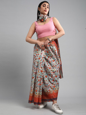 Divastri Printed Pochampally Silk Blend Saree(Light Green)