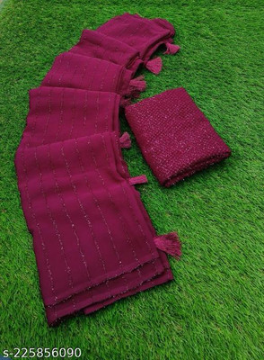 SUDIPTA Striped Bollywood Georgette Saree(Magenta)