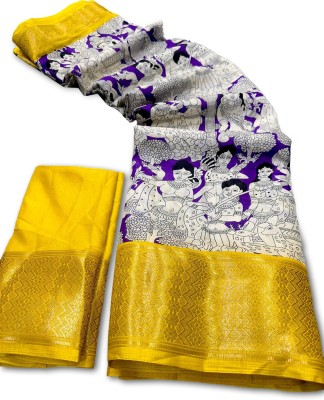 radhe creation Dyed, Printed, Animal Print Patola Art Silk, Silk Blend Saree(Purple)