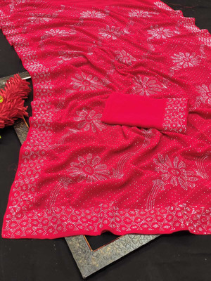 SHREE HARI PRINT Embellished Daily Wear Georgette Saree(Red)