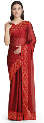 pUNYATHA CREATION Embellished Bollywood Crepe Saree(Red)