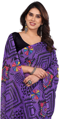Jayu Printed Bollywood Georgette Saree(Purple)