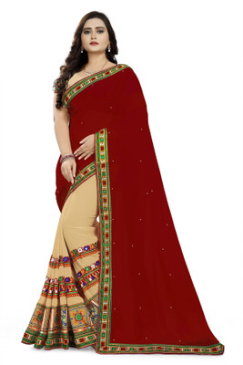 Arriva Fab Embroidered Bollywood Georgette Saree(Maroon)
