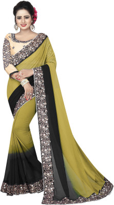 jashvicreation Embroidered Bollywood Georgette Saree(Black)