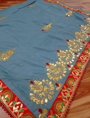 Bhojal Creation Embroidered Bollywood Chiffon Saree(Red)
