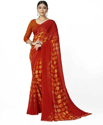 SVB Sarees Printed Banarasi Georgette Saree(Red)