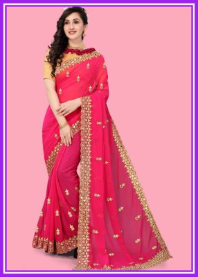 Seerisa Embroidered Bollywood Net Saree(Multicolor)