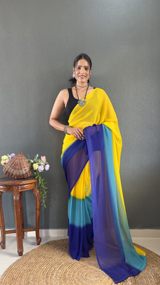 Sindharat Fashion Solid/Plain, Dyed Bollywood Georgette Saree(Multicolor)