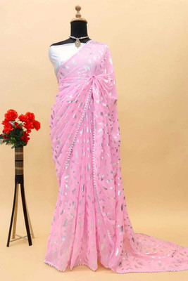 Vikash fab Self Design Bollywood Georgette Saree(Pink)