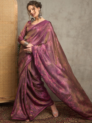 ANOUK Embellished Daily Wear Tissue Saree(Magenta)