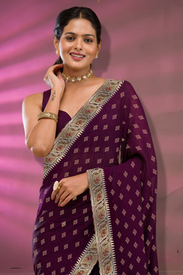 balaji textiles Embroidered Bollywood Georgette Saree(Purple)