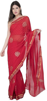 SainiVastra Embellished Bollywood Chiffon Saree(Red)