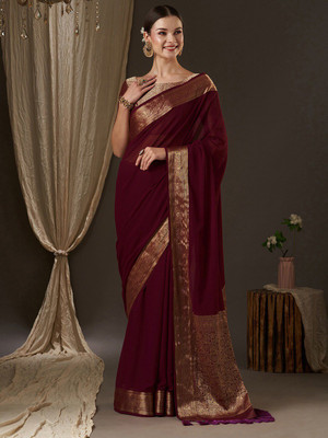 ANOUK Woven Kanjivaram Georgette Saree(Purple)