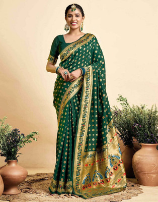 HB VENTURE Embellished Banarasi Raw Silk Saree(Multicolor)