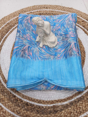 RIDDHICREATION Printed Daily Wear Satin Saree(Light Green)