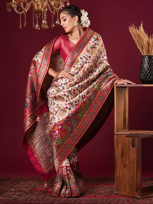 Sareemall Woven Banarasi Viscose Rayon Saree(Cream)