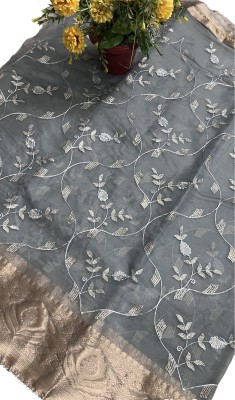 MSC TRENDLINE SAREES Embroidered Banarasi Art Silk, Organza Saree(Grey)