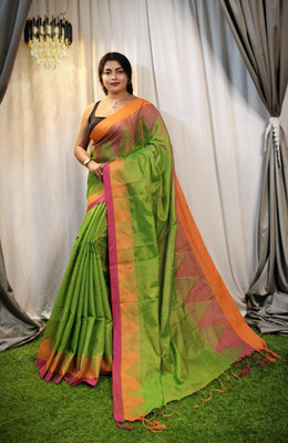 GOURISAREE Woven Tant Tissue Saree(Light Green)